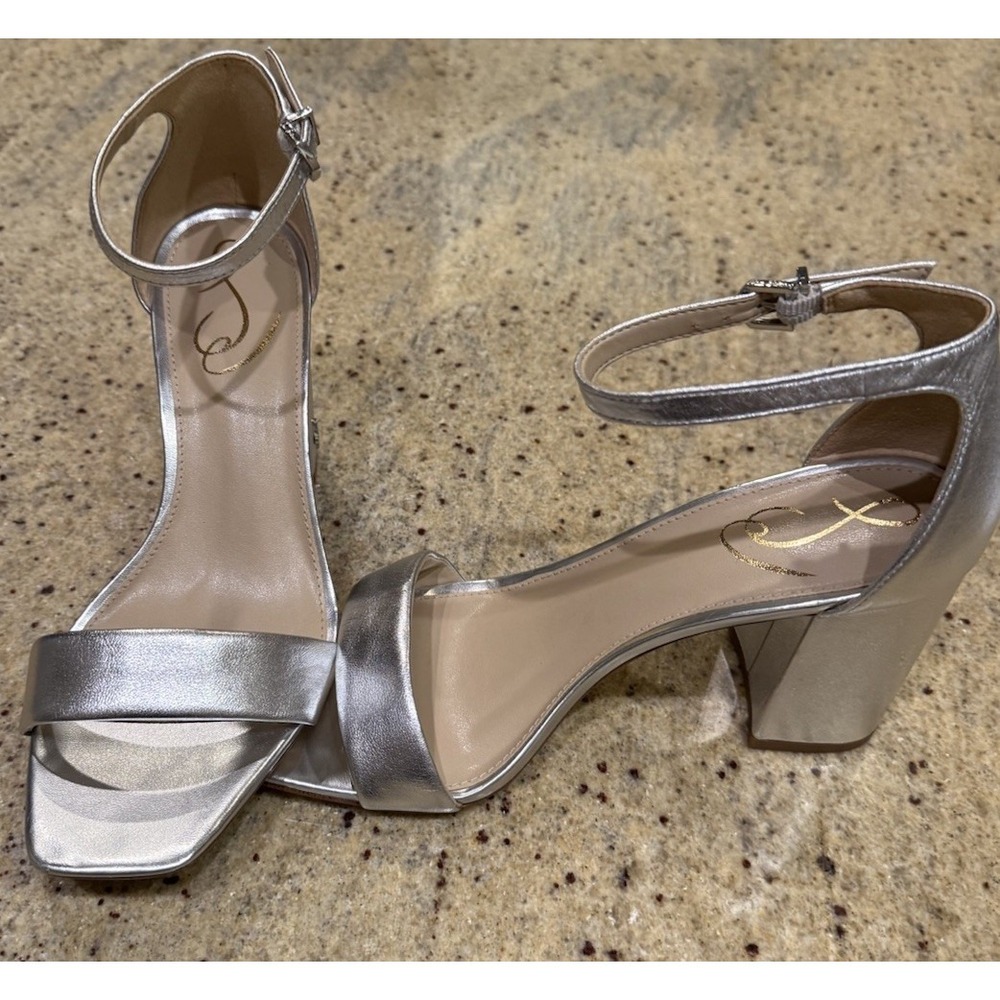 Sam Edelman Womens Silver Leather Daniella Ankle Strap Heels Size 7 - Picture 6 of 8